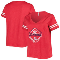Washington Nationals Soft as a Grape Women's Plus Size V-Neck Jersey T-Shirt - Red - MLB Discount