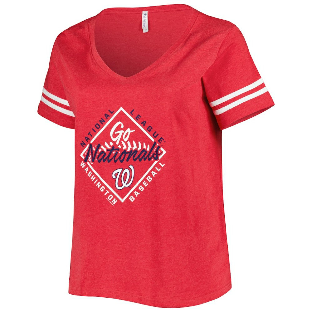 Washington Nationals Soft as a Grape Women's Plus Size V-Neck Jersey T-Shirt - Red - MLB Discount