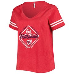 Washington Nationals Soft as a Grape Women's Plus Size V-Neck Jersey T-Shirt - Red - MLB Discount