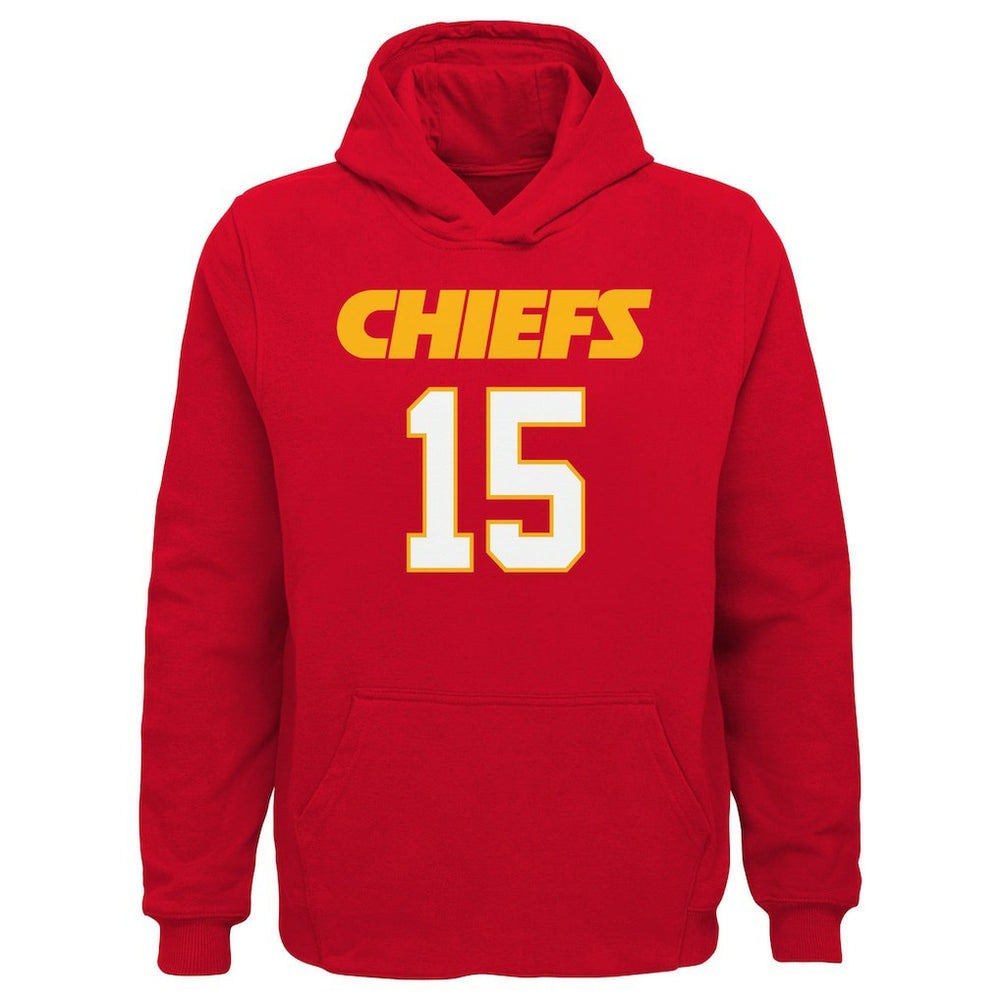 Patrick Mahomes Kansas City Chiefs Youth Mainliner Player Name & Number Pullover Hoodie Red