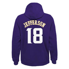 Justin Jefferson Minnesota Vikings Youth Mainliner Player Name & Number Pullover Hoodie Purple