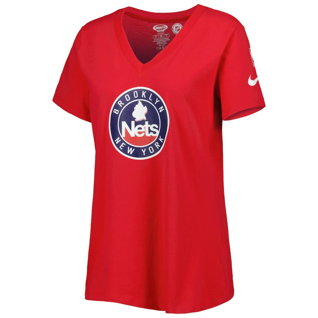 Brooklyn Nets Women's Local Performance V-Neck T-Shirt Red | Nike Near Me