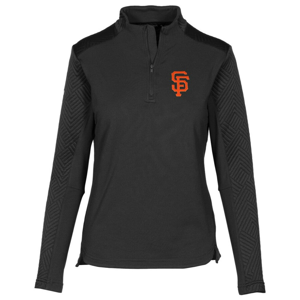 San Francisco Giants Levelwear Women's Daybreak Quarter-Zip Pullover Top - Black - MLB Lifestyle