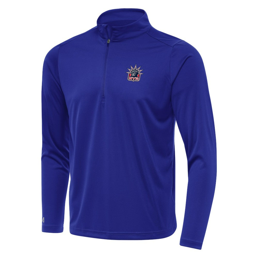 New York Rangers Antigua Special Edition 2.0 Tribute Quarter-Zip Pullover Top - Navy - NHL 5205585
