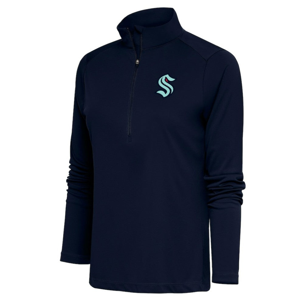 Seattle Kraken Antigua Women's Special Edition 2.0 Tribute Quarter-Zip Pullover Top - Navy - NHL 5206138