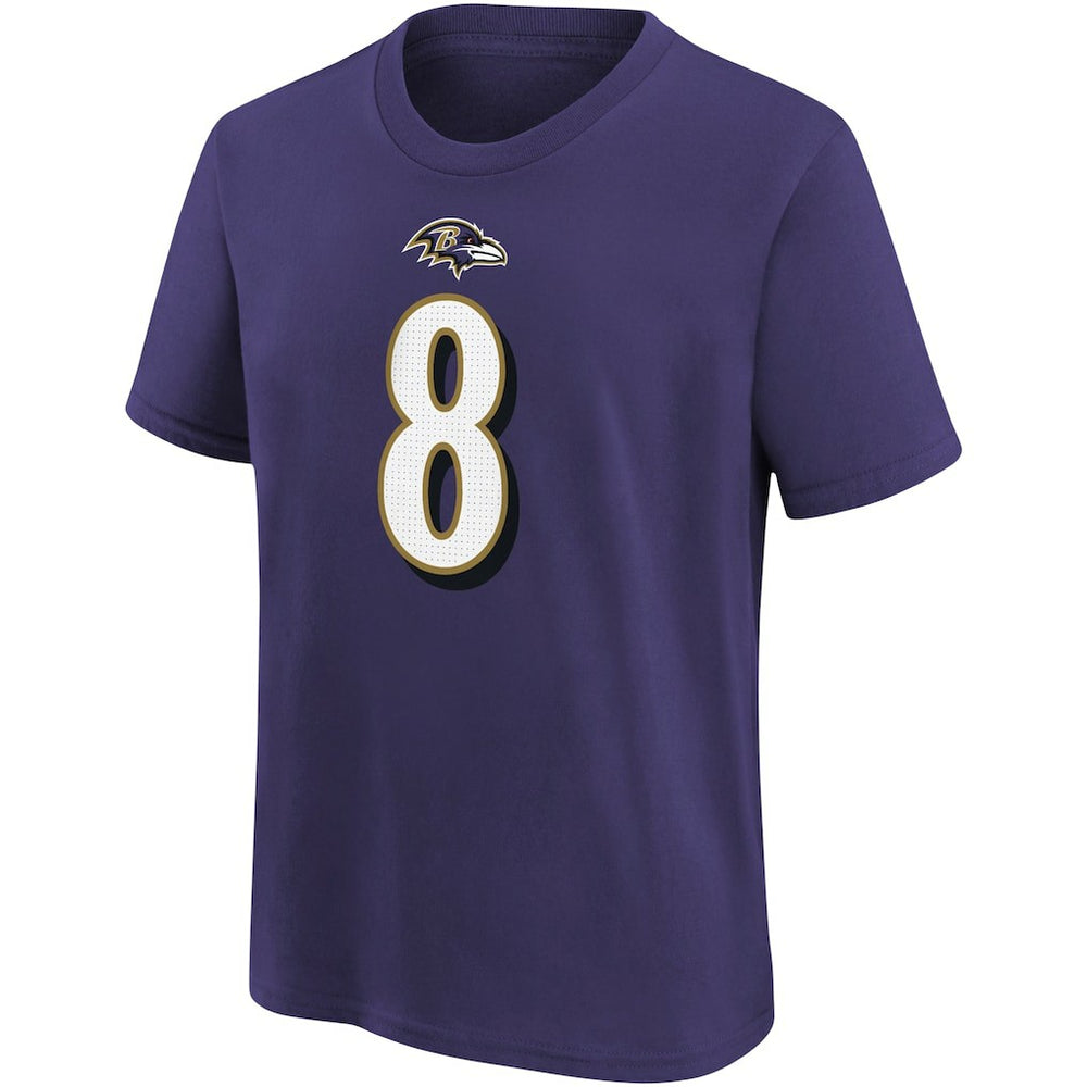 Nike Lamar Jackson Baltimore Ravens Youth Player Name & Number T-Shirt Purple
