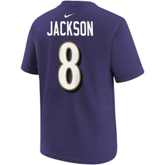 Nike Lamar Jackson Baltimore Ravens Youth Player Name & Number T-Shirt Purple