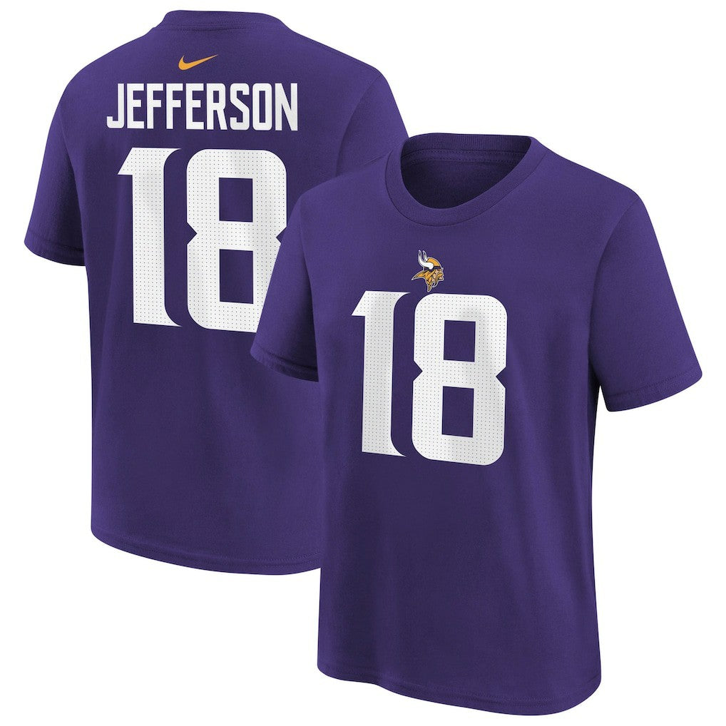 Nike Justin Jefferson Minnesota Vikings Youth Player Name & Number T-Shirt Purple