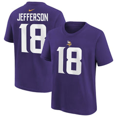 Nike Justin Jefferson Minnesota Vikings Youth Player Name & Number T-Shirt Purple
