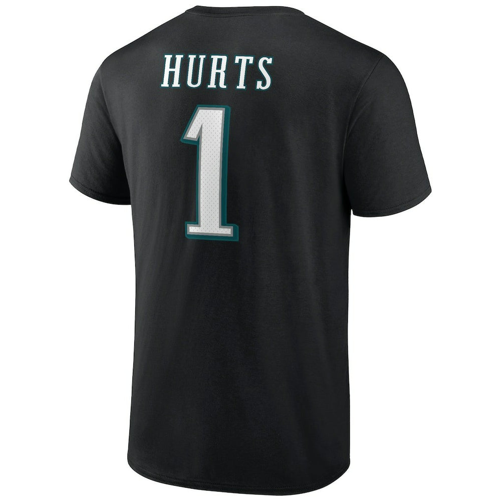 Jalen Hurts Philadelphia Eagles Icon Player Name & Number T-Shirt Black