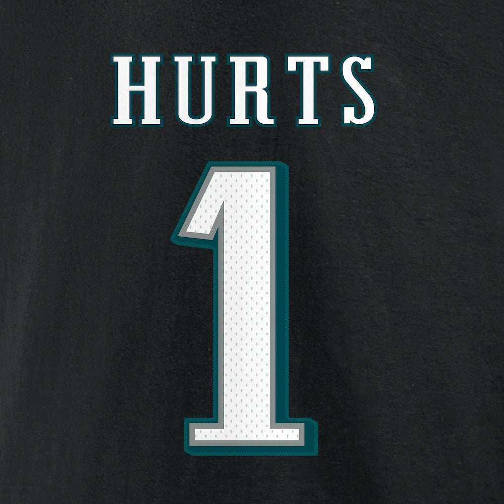 Jalen Hurts Philadelphia Eagles Icon Player Name & Number T-Shirt Black