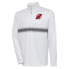 New Jersey Devils Antigua Bullseye Quarter-Zip Pullover Top - Heather Gray/Black - NHL 5209506