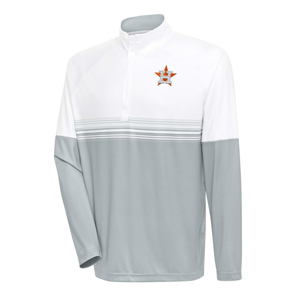 Houston Astros Antigua Bender Quarter-Zip Pullover Top - White/Gray - MLB Discount