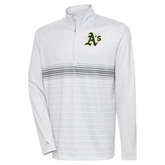 Athletics Antigua Bullseye Quarter-Zip Pullover Top - Heather Gray/Steel - MLB Sale