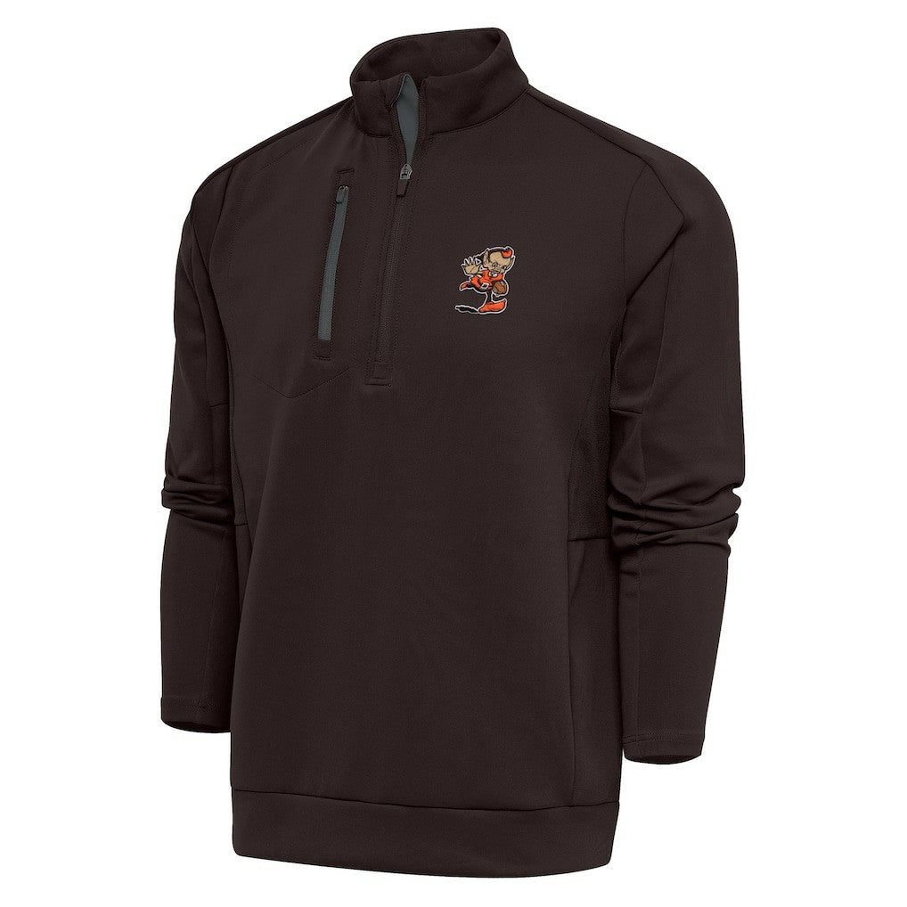Cleveland Browns Antigua Team Logo Generation Quarter-Zip Pullover Jacket Brown