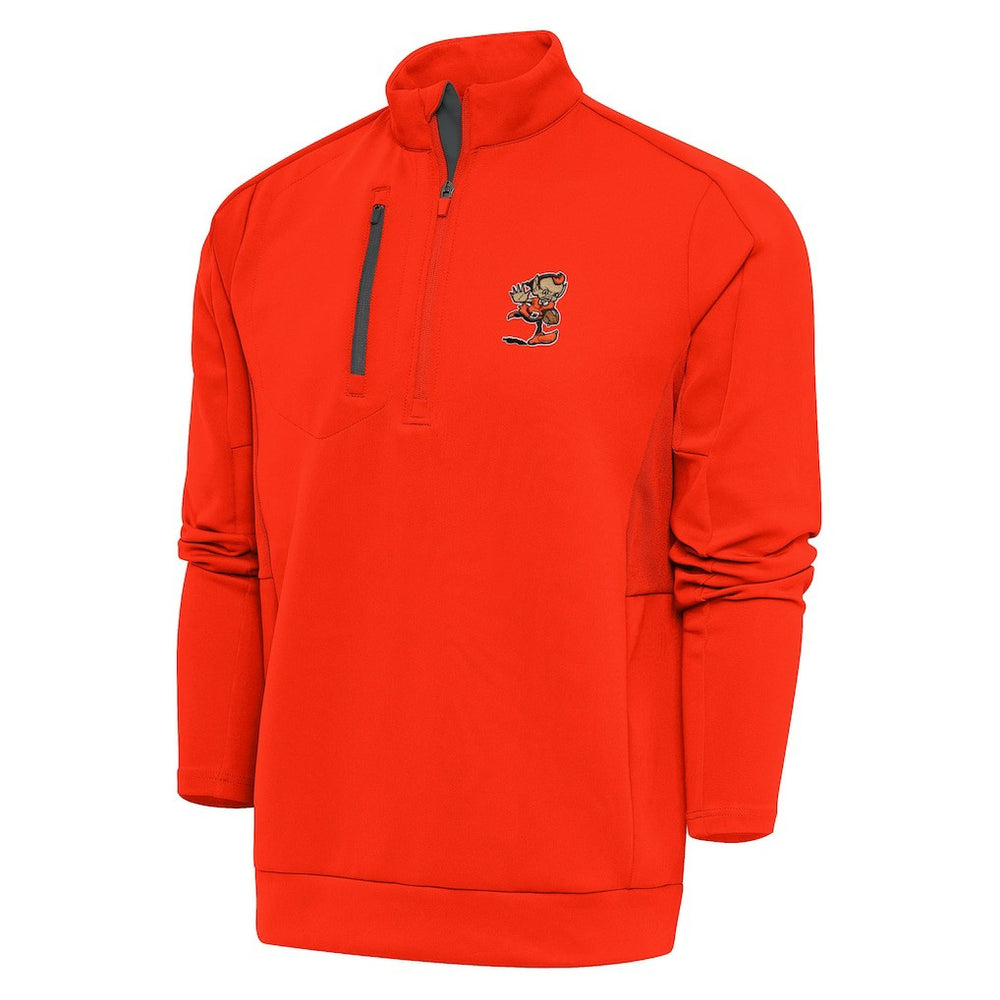 Cleveland Browns Antigua Team Logo Generation Quarter-Zip Pullover Jacket Orange