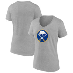 Buffalo Sabres Women's Primary Logo Team V-Neck T-Shirt - Heather Gray - NHL 5221151