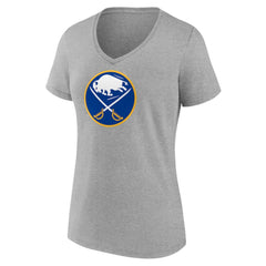 Buffalo Sabres Women's Primary Logo Team V-Neck T-Shirt - Heather Gray - NHL 5221151