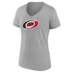 Carolina Hurricanes Women's Primary Logo Team V-Neck T-Shirt - Heather Gray - NHL 5221153