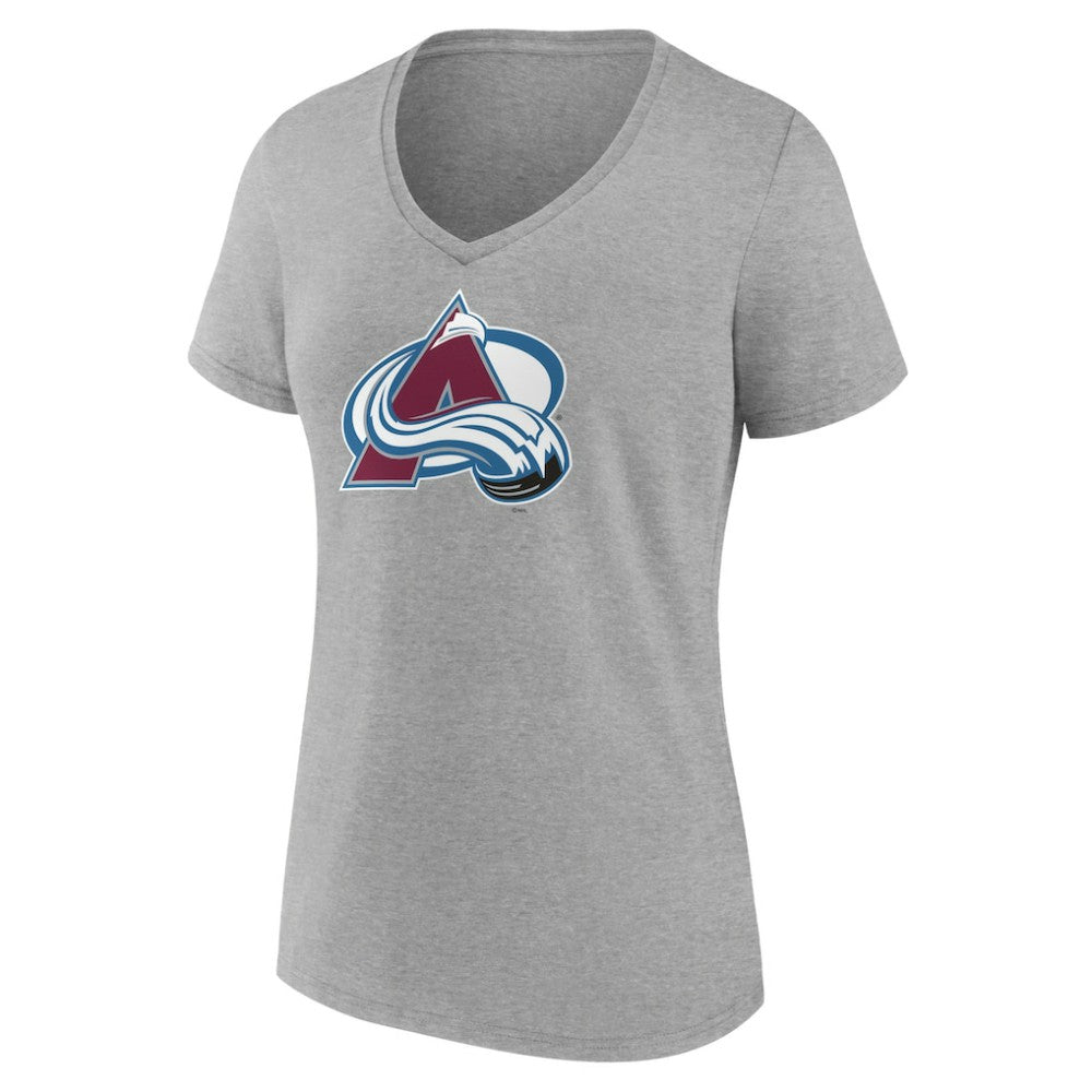 Colorado Avalanche Women's Primary Logo Team V-Neck T-Shirt - Heather Gray - NHL 5221154