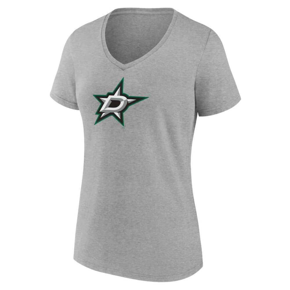 Dallas Stars Women's Primary Logo Team V-Neck T-Shirt - Heather Gray - NHL 5221156