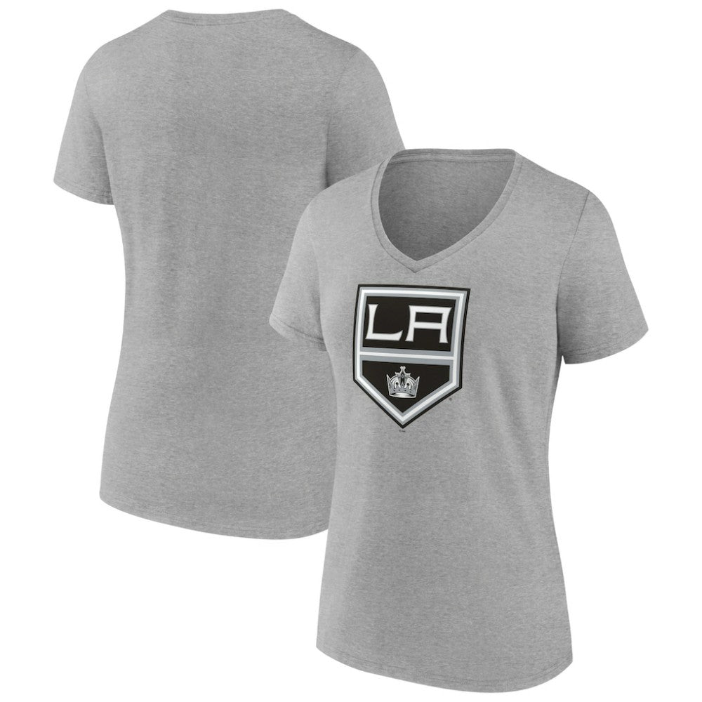 Los Angeles Kings Women's Primary Logo Team V-Neck T-Shirt - Heather Gray - NHL 5221159