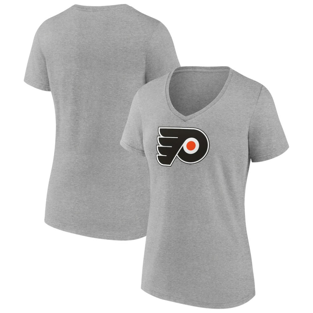 Philadelphia Flyers Women's Primary Logo Team V-Neck T-Shirt - Heather Gray - NHL 5221167