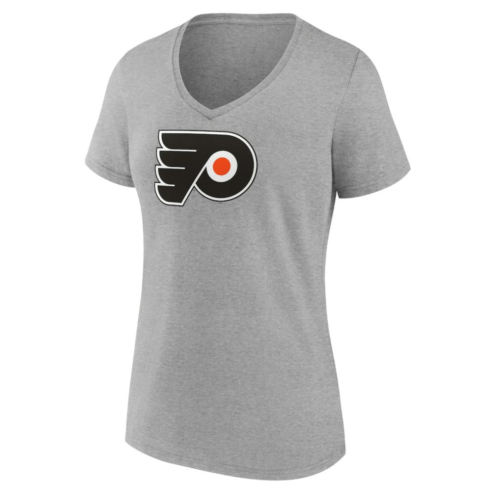 Philadelphia Flyers Women's Primary Logo Team V-Neck T-Shirt - Heather Gray - NHL 5221167