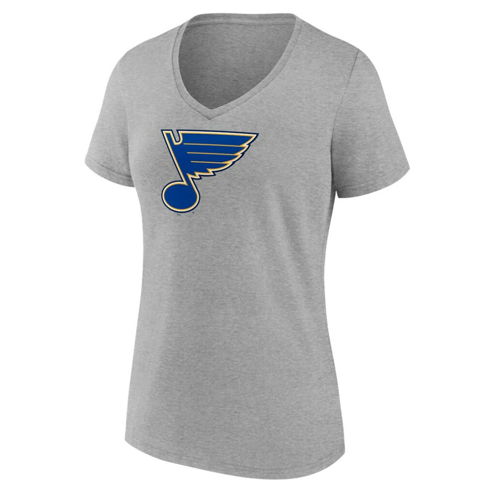 St. Louis Blues Women's Primary Logo Team V-Neck T-Shirt - Heather Gray - NHL 5221170