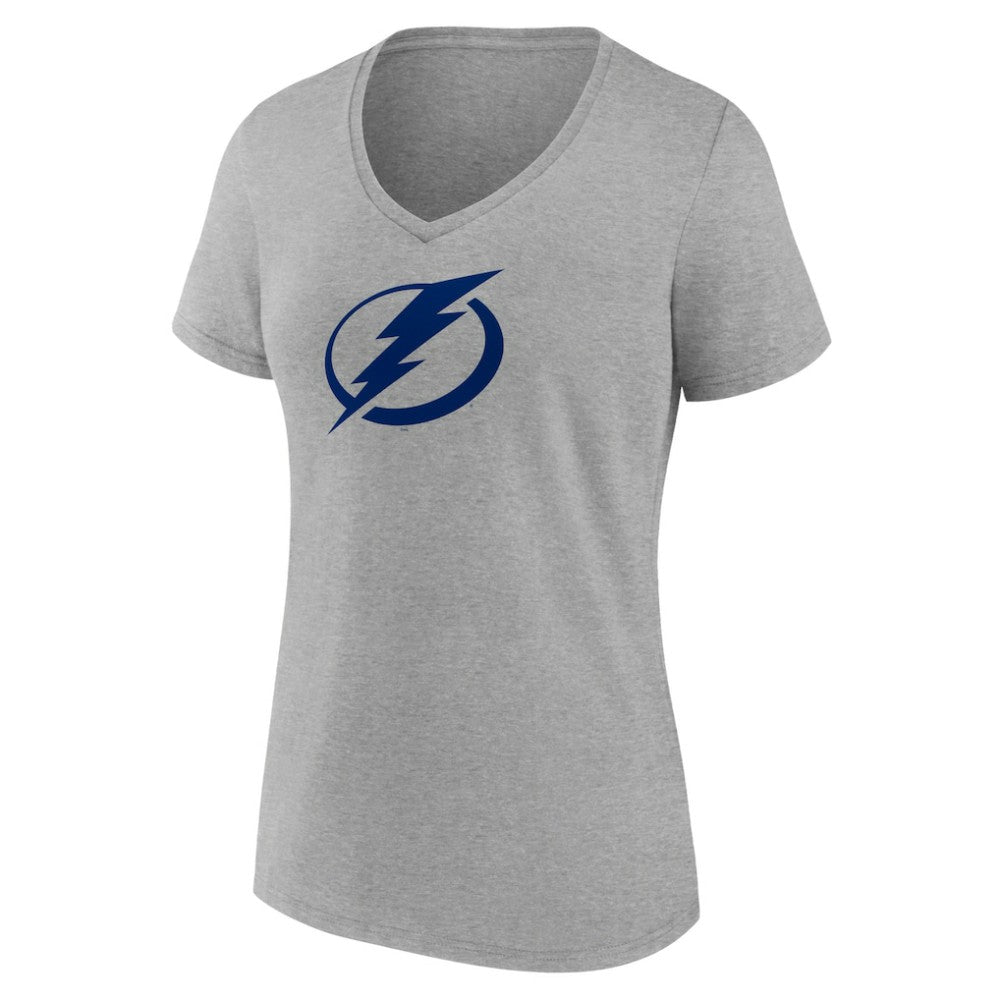 Tampa Bay Lightning Women's Primary Logo Team V-Neck T-Shirt - Heather Gray - NHL 5221171