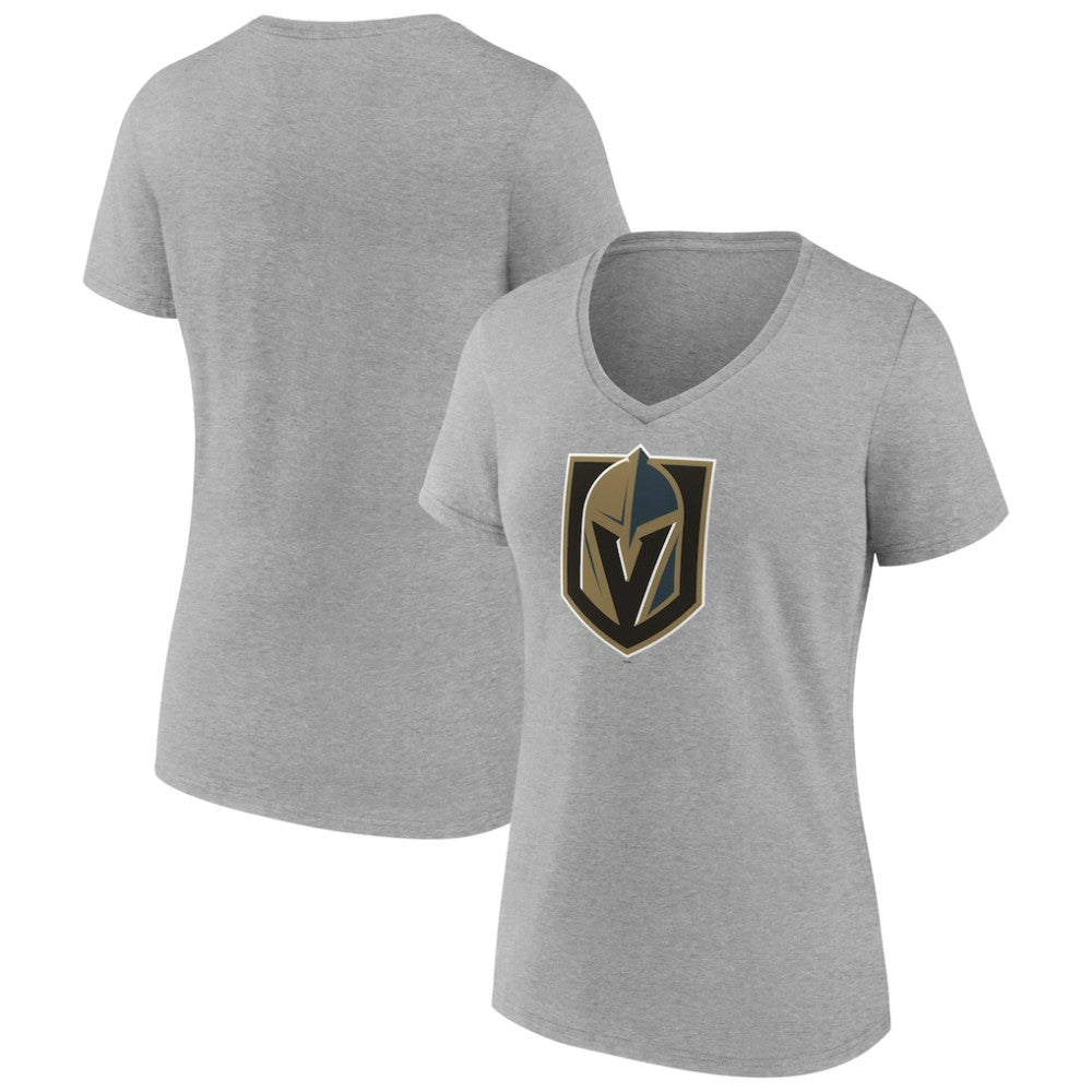 Vegas Golden Knights Women's Primary Logo Team V-Neck T-Shirt - Heather Gray - NHL 5221174
