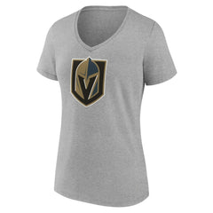 Vegas Golden Knights Women's Primary Logo Team V-Neck T-Shirt - Heather Gray - NHL 5221174