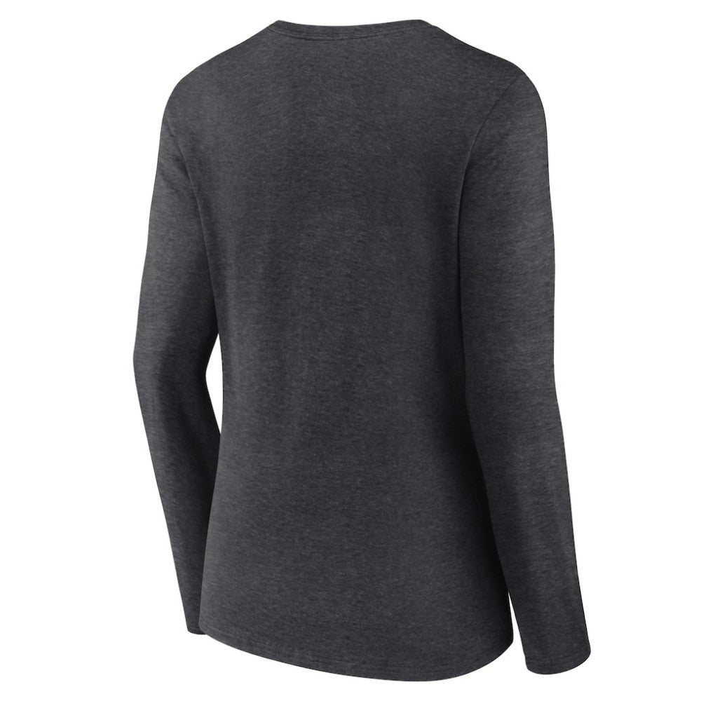 Boston Bruins Women's Primary Team Logo Long Sleeve V-Neck T-Shirt - Heather Charcoal - NHL 5221177
