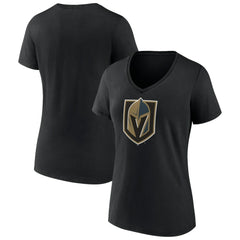 Vegas Golden Knights Women's Team Primary Logo V-Neck T-Shirt - Black - NHL 5221215
