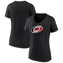 Carolina Hurricanes Women's Team Primary Logo V-Neck T-Shirt - Black - NHL 5221226
