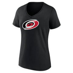 Carolina Hurricanes Women's Team Primary Logo V-Neck T-Shirt - Black - NHL 5221226