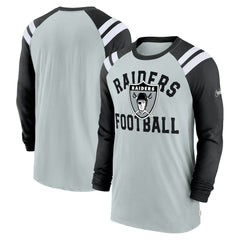 Nike Las Vegas Raiders Classic Arc Raglan Tri-Blend Long Sleeve T-Shirt Silver/Black