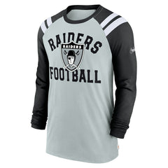 Nike Las Vegas Raiders Classic Arc Raglan Tri-Blend Long Sleeve T-Shirt Silver/Black