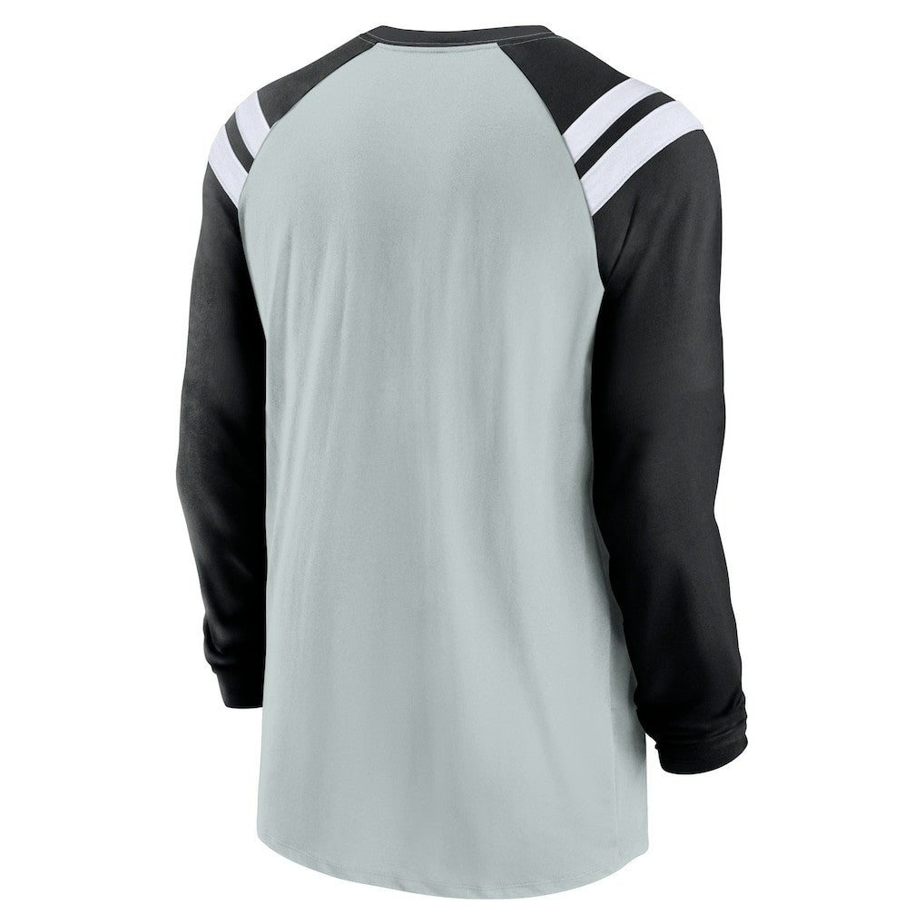 Nike Las Vegas Raiders Classic Arc Raglan Tri-Blend Long Sleeve T-Shirt Silver/Black