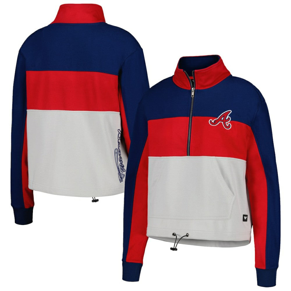 Atlanta Braves The Wild Collective Women's Color Block Half-Zip Jacket - Red/Navy - MLB on Sale