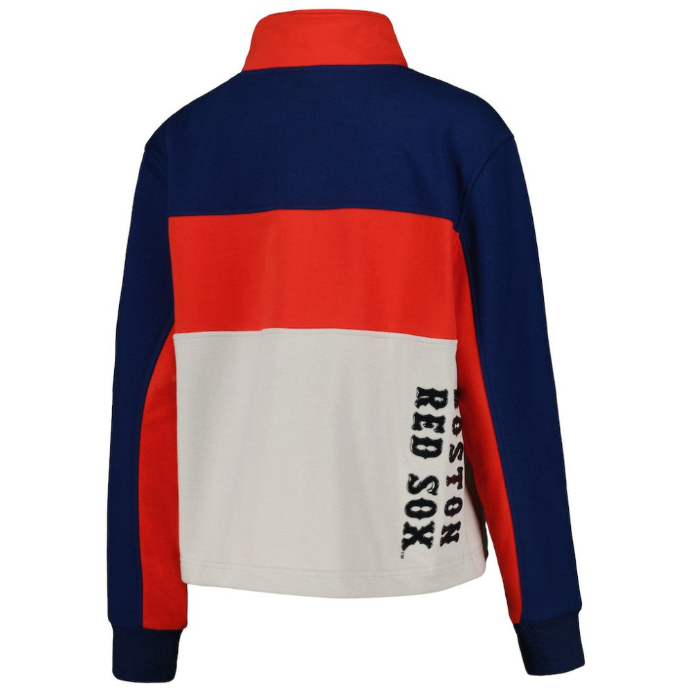 Boston Red Sox The Wild Collective Women's Color Block Half-Zip Jacket - Navy/Red - MLB Online