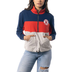 Boston Red Sox The Wild Collective Women's Color Block Half-Zip Jacket - Navy/Red - MLB Online