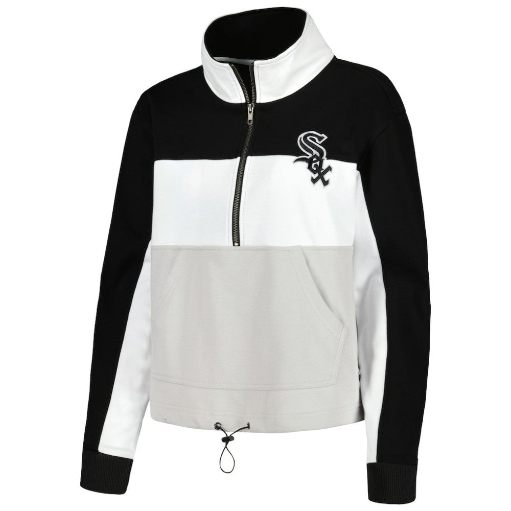 Chicago White Sox The Wild Collective Women's Color Block Half-Zip Jacket - Black/White - MLB Sale
