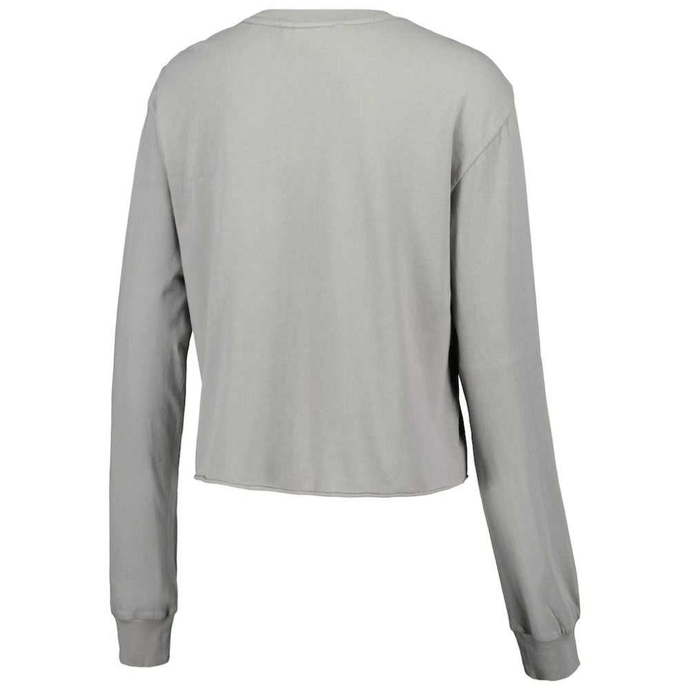 Atlanta Braves The Wild Collective Women's Cropped Long Sleeve T-Shirt - Gray - MLB Discount