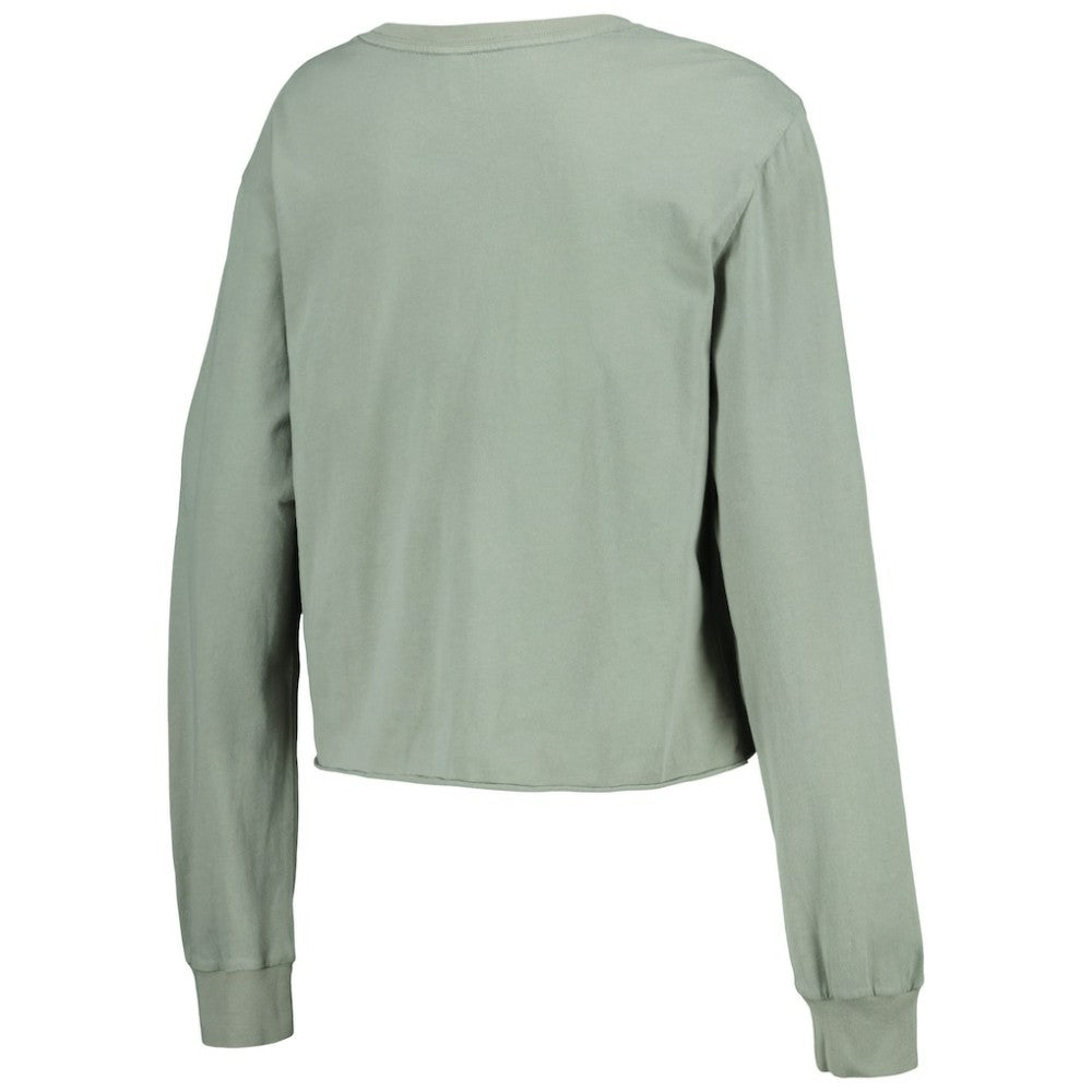 Houston Astros The Wild Collective Women's Cropped Long Sleeve T-Shirt - Gray - MLB on Sale