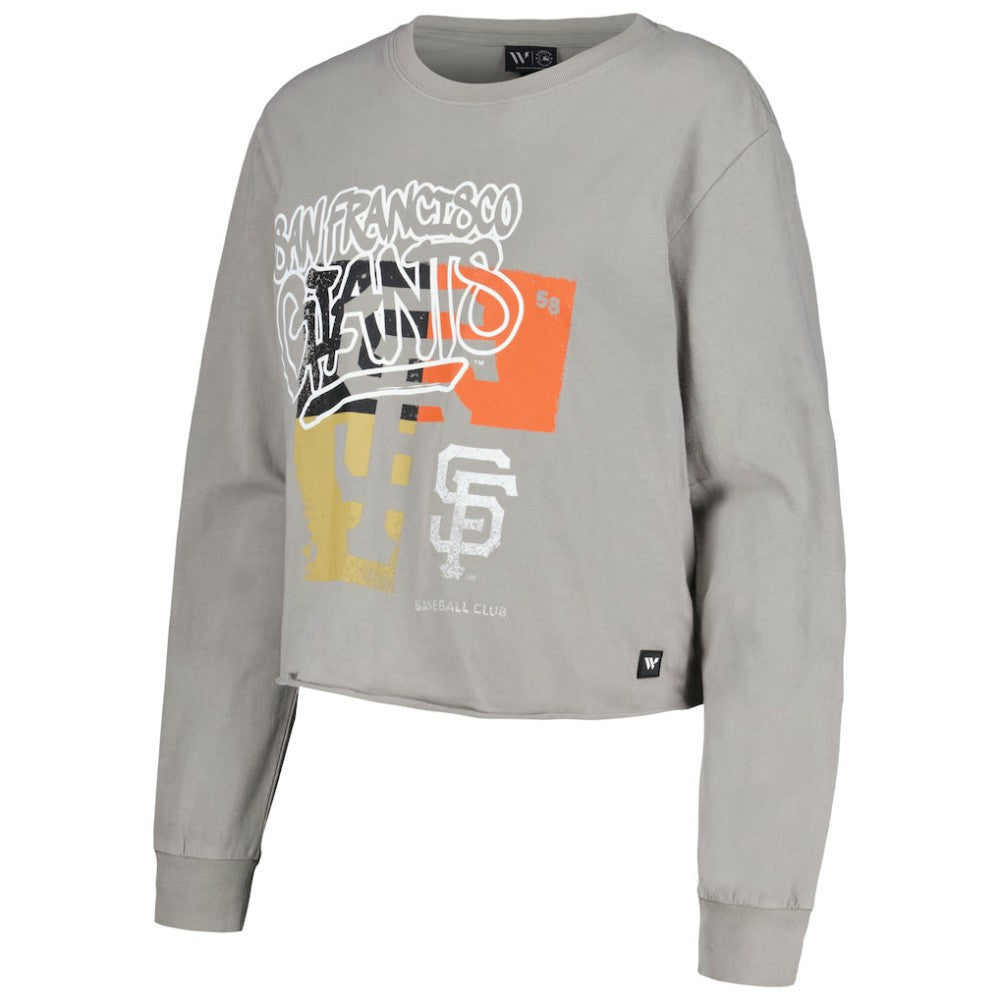 San Francisco Giants The Wild Collective Women's Cropped Long Sleeve T-Shirt - Gray - MLB Online