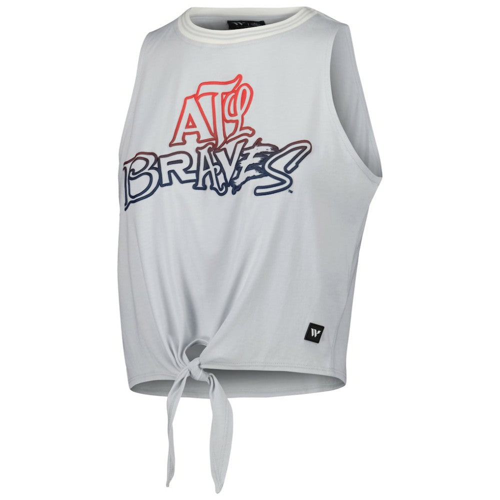 Atlanta Braves The Wild Collective Women's Twisted Tie Front Tank Top - White - MLB Online