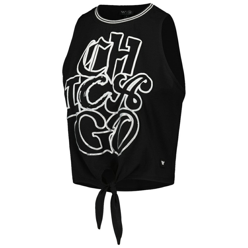 Chicago White Sox The Wild Collective Women's Twisted Tie Front Tank Top - Black - MLB on Sale