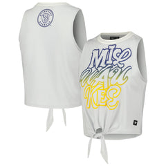 Milwaukee Brewers The Wild Collective Women's Twisted Tie Front Tank Top - White - MLB on Sale
