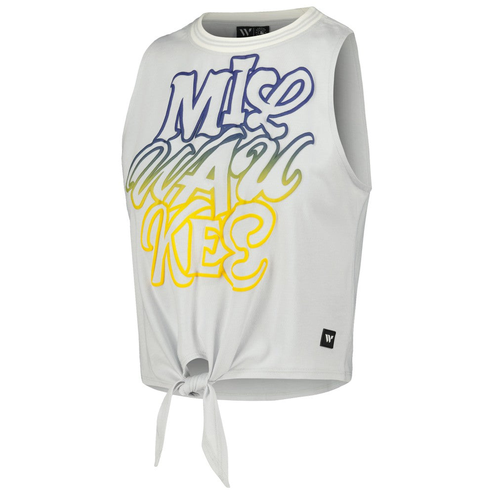 Milwaukee Brewers The Wild Collective Women's Twisted Tie Front Tank Top - White - MLB on Sale
